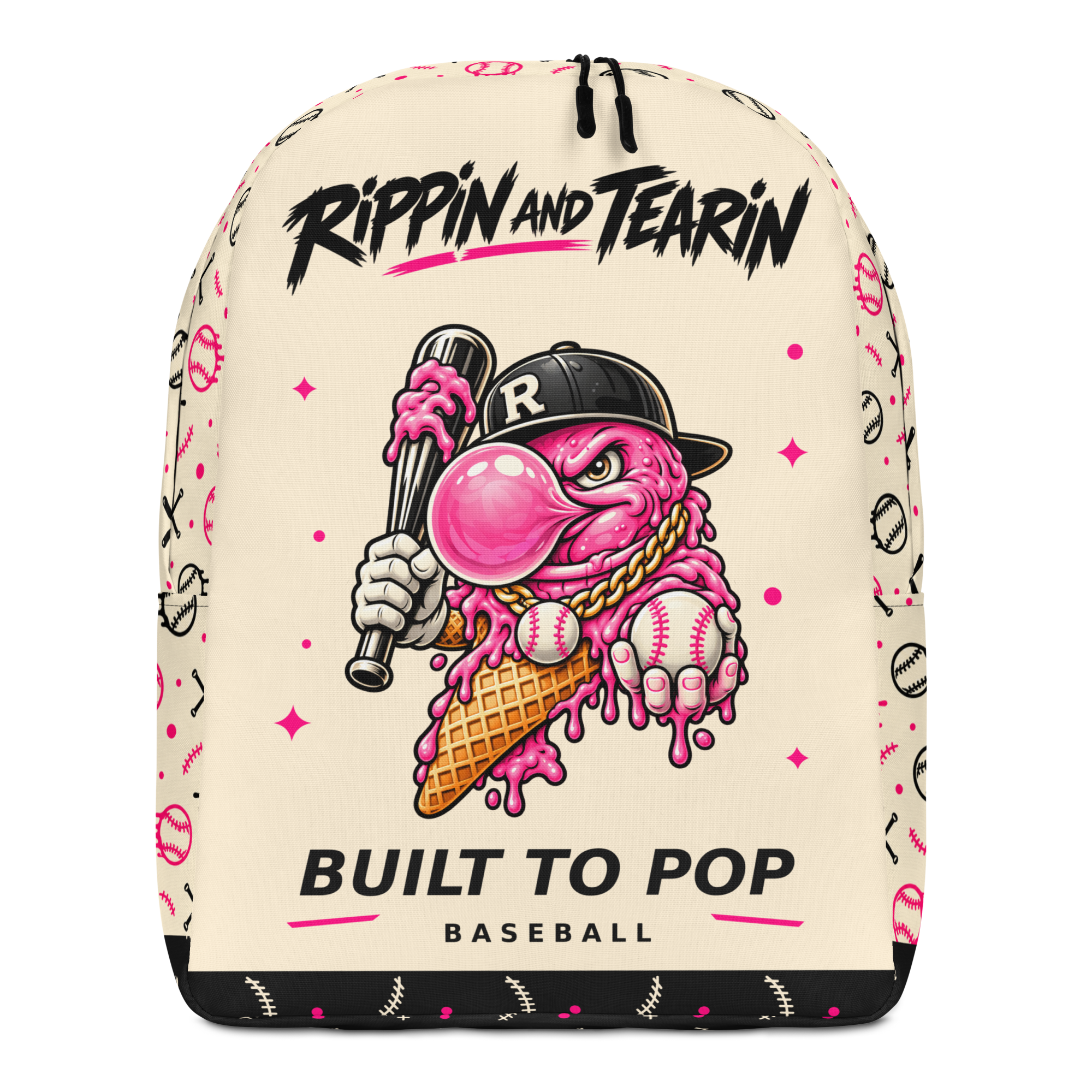 Built to Pop Backpack, native Printful front mockup